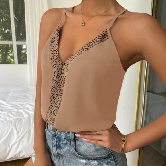 Leopard Print Cami Top - tan - Picture 2 of 6